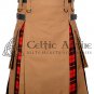 30 - Size - Hybrid UTILITY KILTS for Men Camel Canvas Wallace Tartan Cargo Pockets Kilt