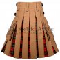 30 - Size - Hybrid UTILITY KILTS for Men Camel Canvas Wallace Tartan Cargo Pockets Kilt