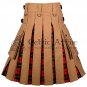 40 - Size - Hybrid UTILITY KILTS for Men Camel Canvas Wallace Tartan Cargo Pockets Kilt