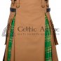 34 - Size - Hybrid UTILITY KILTS for Men Camel Canves IRISH Tartan Cargo Pockets Kilt