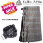 44 - Size - Scottish Highlander 8 Yard Black Watch Weathered Tartan Custom Kilt & Leather Kilt Belt
