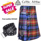 30 - Size - Scottish Highlander 8 Yard - LGBTQ Pride Tartan Custom Kilt & Leather Kilt Belt