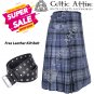 42 - Size - Scottish Highlander 8 Yard Hamilton Grey Tartan Custom Kilt & Leather Kilt Belt