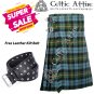 46 - Size - Scottish Highlander 8 Yard Gunn Ancient Tartan Custom Kilt & Leather Kilt Belt