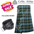 50 - Size - Scottish Highlander 8 Yard Gunn Ancient Tartan Custom Kilt & Leather Kilt Belt