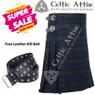 38 - Size - Scottish Highlander 8 Yard Black Watch Tartan Custom Kilt & Leather Kilt Belt