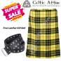 32 - Size - Scottish Highlander 8 Yard Macleod of Lewis Tartan Custom Kilt & Leather Kilt Belt
