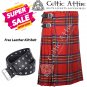 32 - Size - Scottish Highlander 8 Yard Royal Stewart Tartan Custom Kilt & Leather Kilt Belt