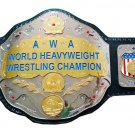 AWA WORLD HEAVYWEIGHT WRESTLING CHAMPIONSHIP BELT ADULT SIZE BLACK LEATHER STRAP