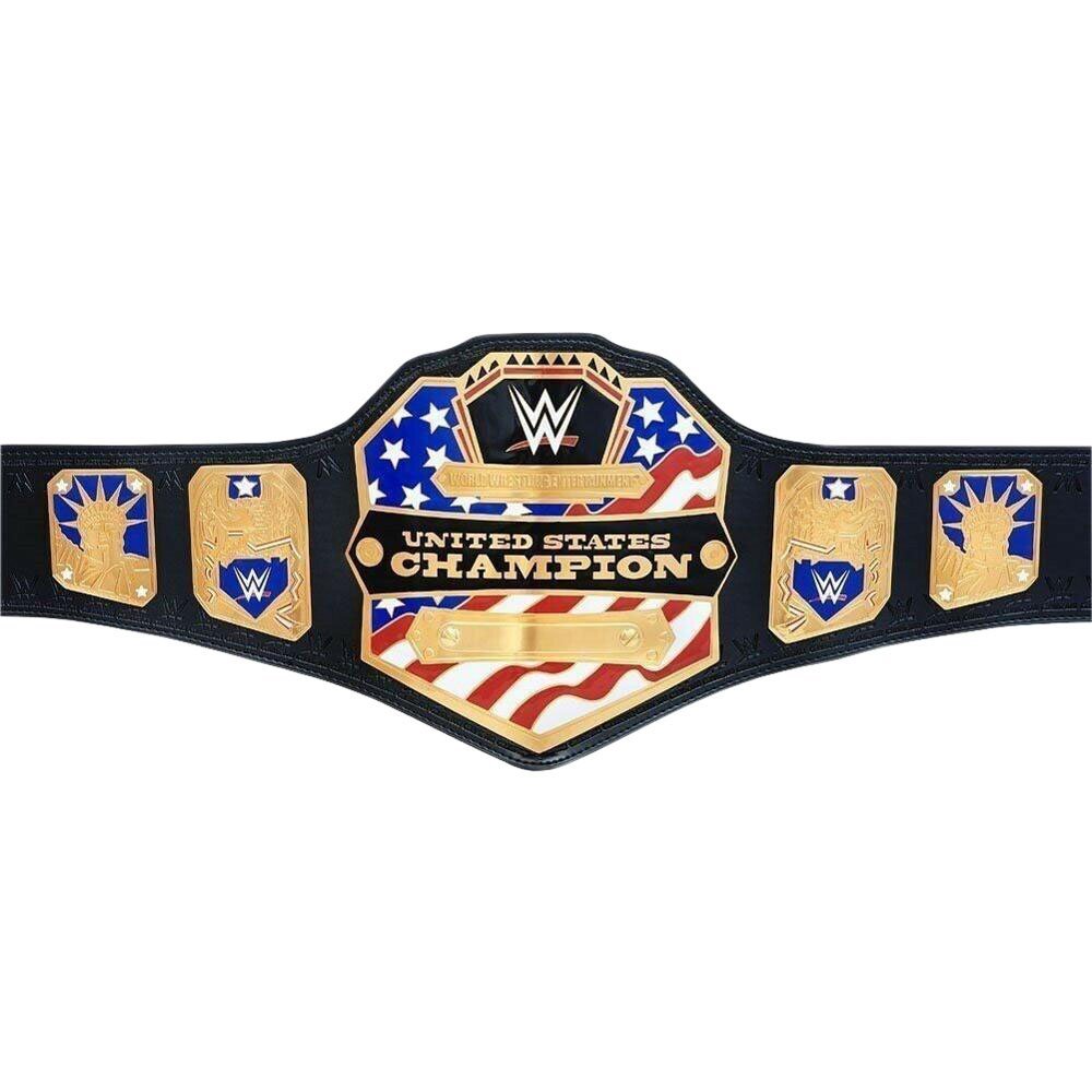 WWE WWF US United State Championship Wrestling Belt With Black Strap Adult Size