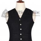 Scottish Argyll Highland Waistcoat 5 Buttons Black Wool Premium KILT VEST Made to order