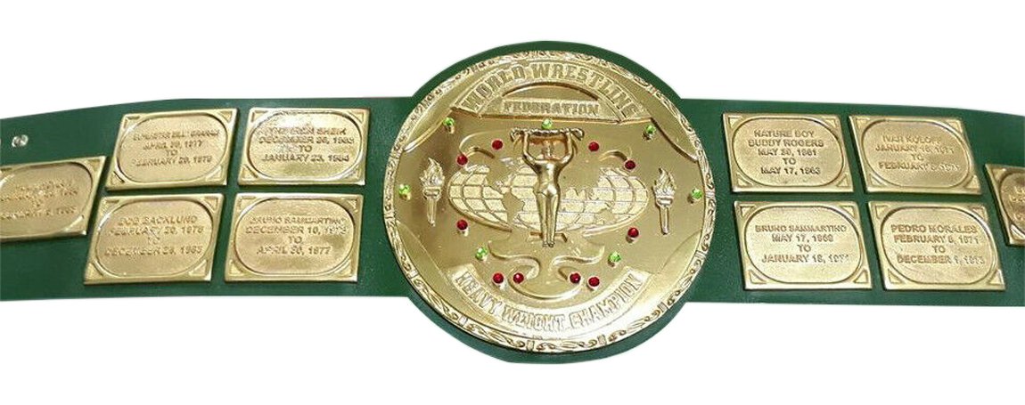 WWF  / WWWF Big Green Worldwide Wrestling Heavyweight Championship Belt Backlund Shiekh