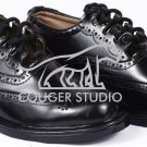 Scottish Black Ghillie Brogue KILT Boots - 100% Genuine Leather KILT Shoes Size 10