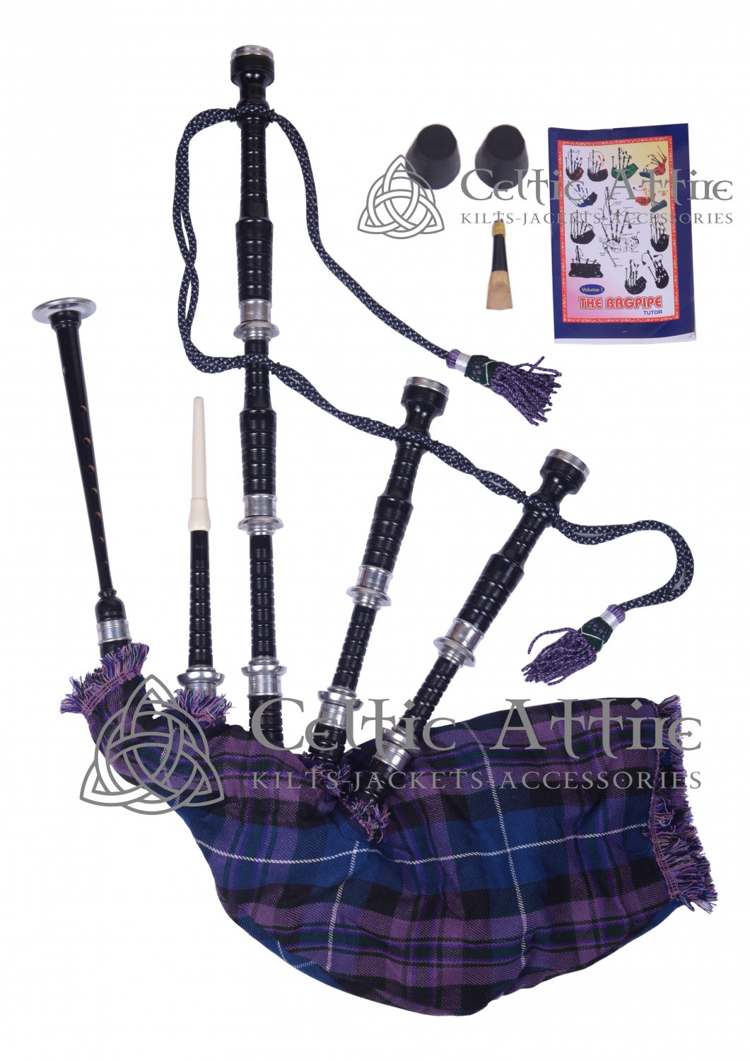 Scottish Great Highland Bagpipes Rosewood Silver mounts Pride of Scotland Bagpipe