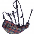 Scottish Highlander Bagpipes IRN BRU Tartan Bagpipe (Natural & Black Finish) as your Choice