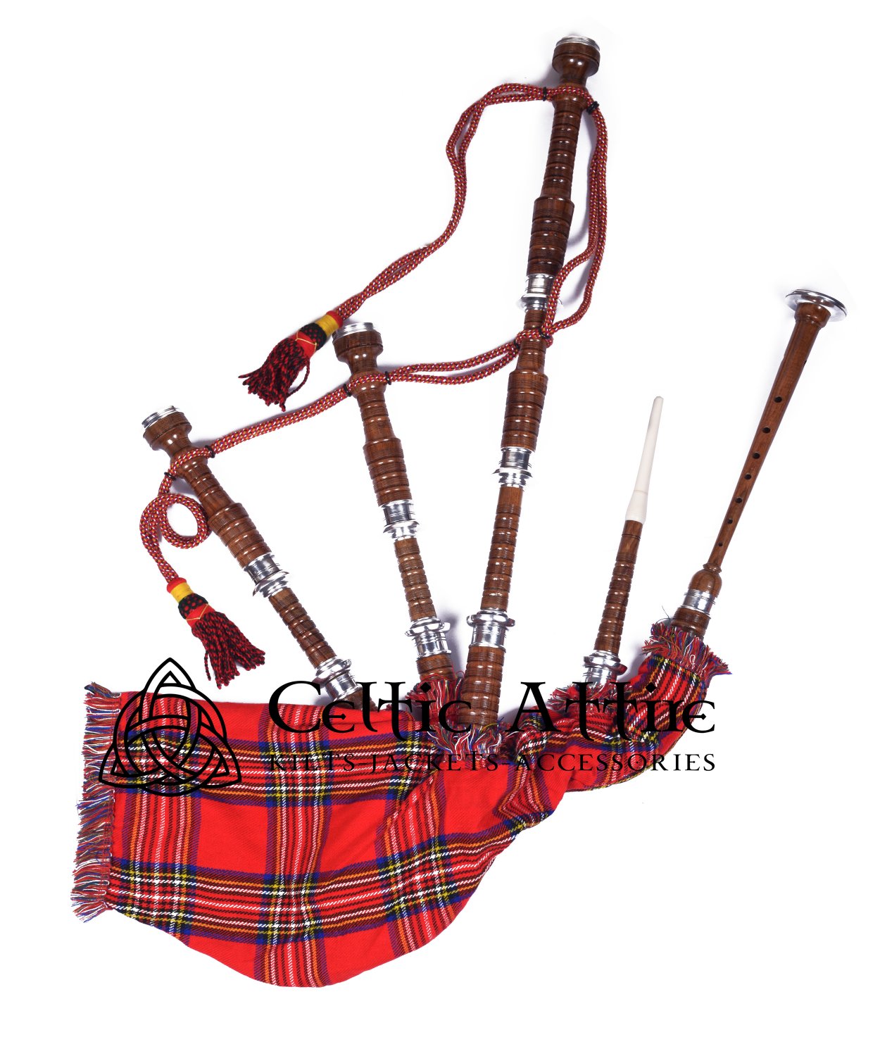 Great Highlander Scottish  Bagpipes ROYAL STEWART  Bagpipe (Natural & Black Finish) as your Choice