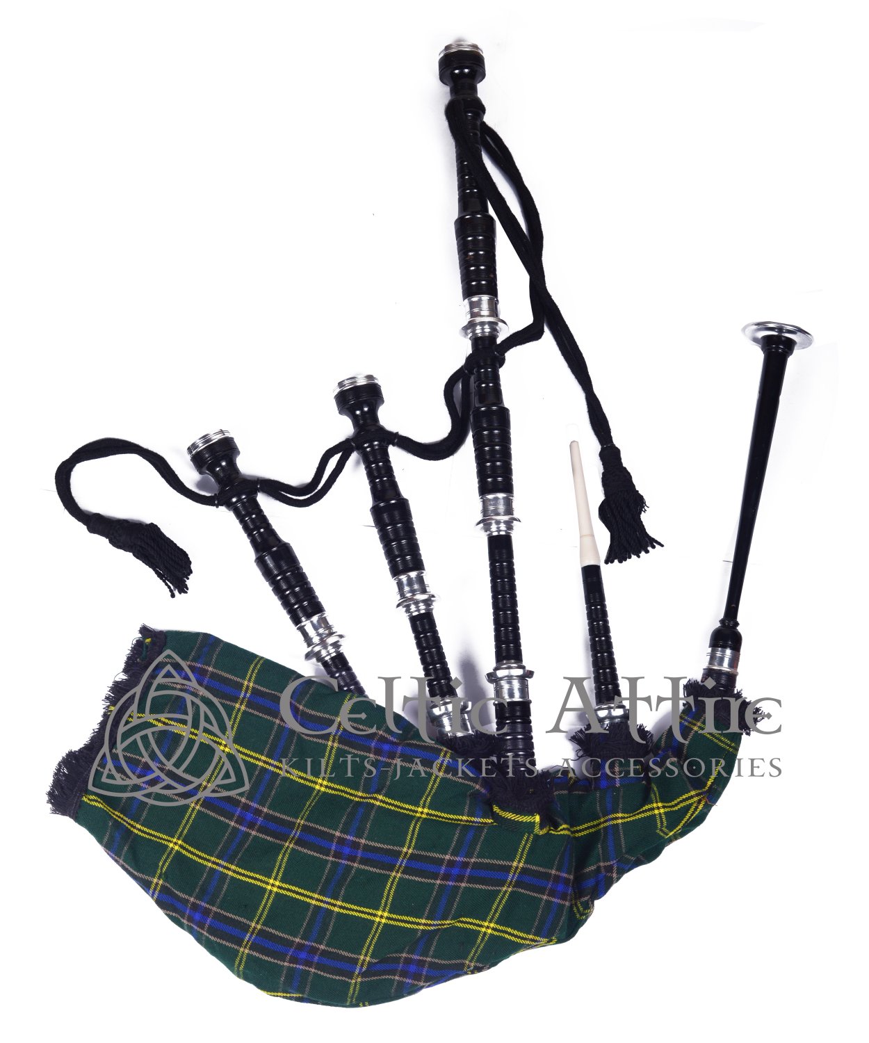 Scottish Great  Highland Bagpipes US ARMY Tartan Bagpipe (Natural & Black Finish) as your Choice