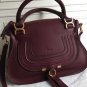 Deep Red Genuine Leather Classic Marcie Medium Satchel Bag Medium Marcie Satchel Tote Handbag