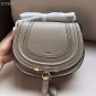 Gray Genuine Leather Marcie Small Satchel Shoulder Bag Small Marcie Leather Saddle Crossbody Bag