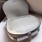 Gray Genuine Leather Marcie Small Satchel Shoulder Bag Small Marcie Leather Saddle Crossbody Bag
