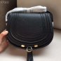 Black Genuine Leather Marcie Small Satchel Shoulder Bag Small Marcie Leather Saddle Crossbody Bag