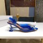 Amina Muaddi Begum Blue Heels Women Shoes