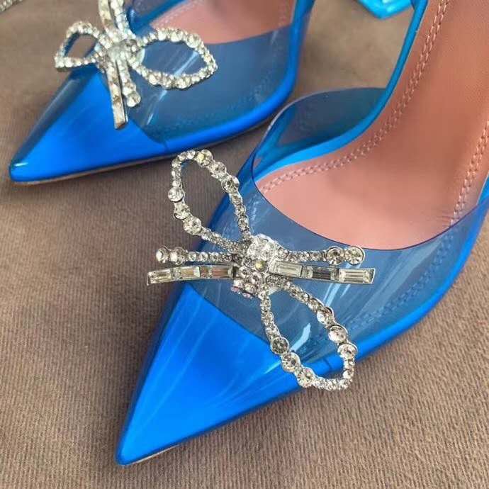 amina muaddi shoes with bow