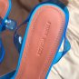Blue Amina Muaddi Embellished Slingback Bow Pumps Begum Women Shoes