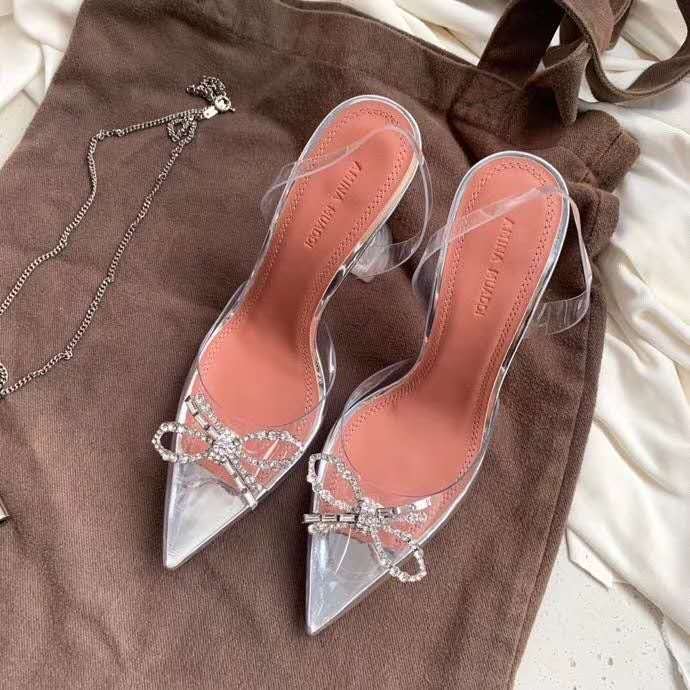 amina muaddi shoes with bow