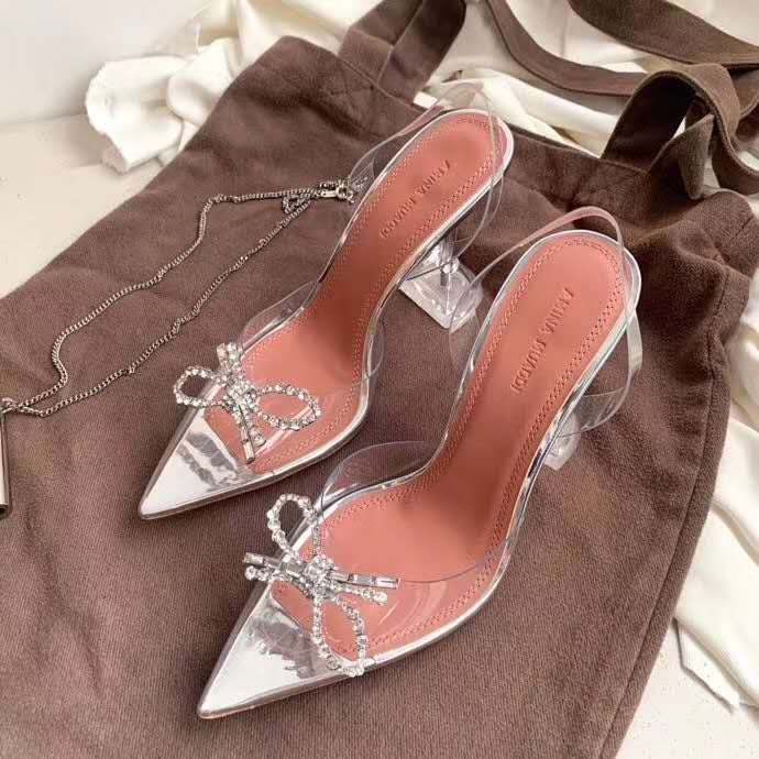 amina muaddi shoes with bow