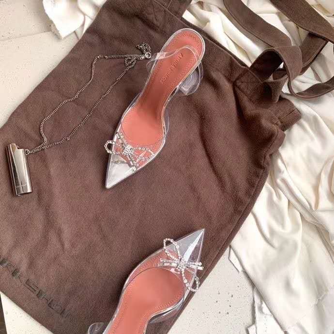 amina muaddi shoes with bow