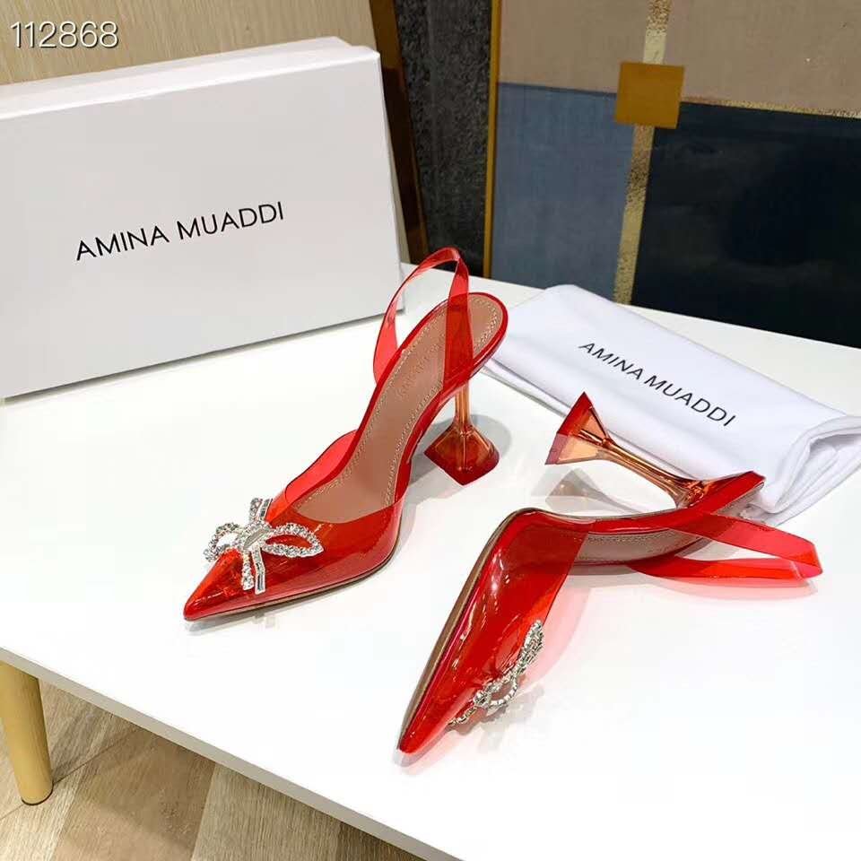 amina muaddi shoes with bow