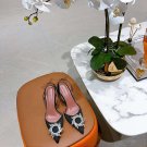 Amina Muaddi Begum Embellished Patent Leather Slingback Pumps Black High Heel Shoes