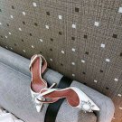 Amina Muaddi Begum Embellished Slingback Pumps Crystal White Leather High Heel Shoes