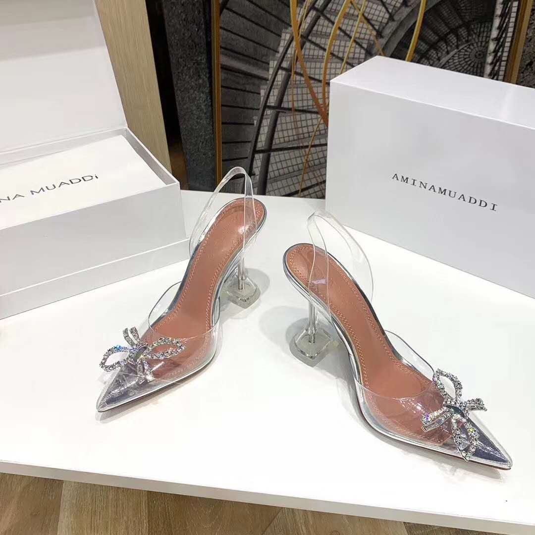 amina muaddi heels bow