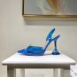 Amina Muaddi Shoes Women Amina Muaddi Blue Pvc Begum Glass Bow Pumps