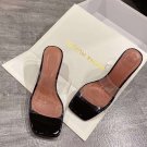 Amina Muaddi Shoes Fashion Amina Muaddi Glass Pvc Black Sandals High Heel Slippers