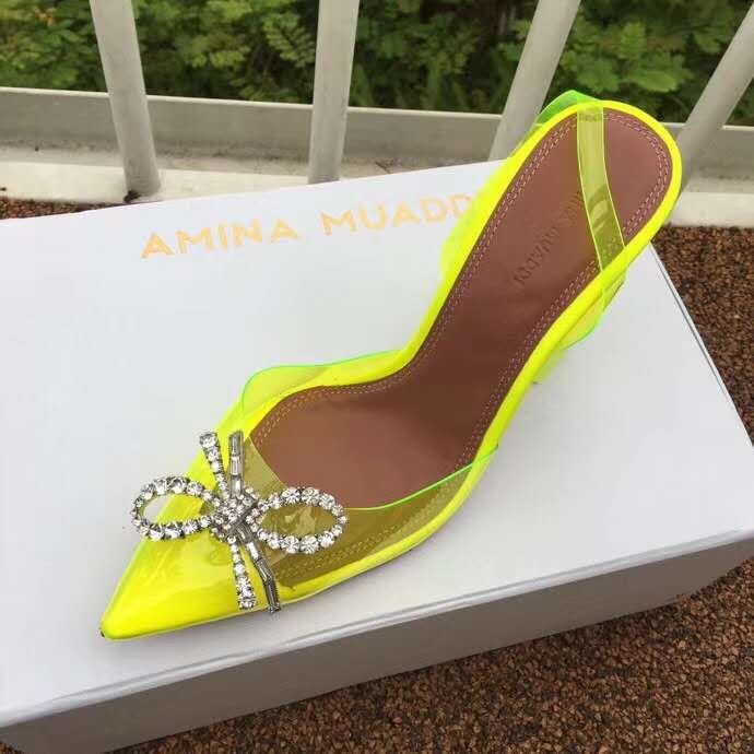 amina muaddi shoes with bow