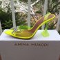 Amina Muaddi Begum Glass Pvc Slingback Pumps Bow Amina Muaddi Crystal High Heel Yellow Shoes