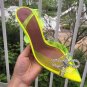 Amina Muaddi Begum Glass Pvc Slingback Pumps Bow Amina Muaddi Crystal High Heel Yellow Shoes