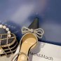 Crystal Satin Pumps Mach & Mach High Heel Women Shoes Bow Bling Bling 10cm Heels Shoes