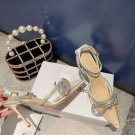 Crystal Satin Pumps Mach & Mach High Heel Women Shoes Bow Bling Bling Clear Pvc 10cm Heels Shoes