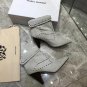 White Isabel Marant Lisbo Ankle Boots Suede Leather Cowhide Studs Foldover Pointed Toe Boots Shoes