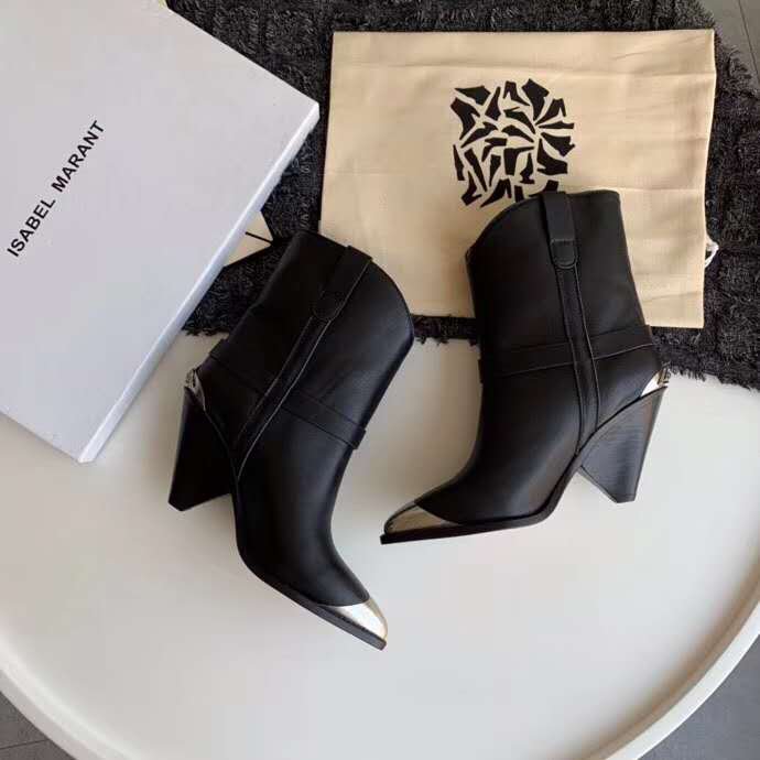 Isabel Marant Boots Black Lamsy Runway Show Steel-toe Metal Ornament ...