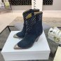 Isabel Marant Lamsy Boots Cowboy Embellished Heeled Ankle Boots Genuine Leather Isabel Marant Shoe