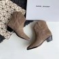 Isabel Marant Dewina Ankle Boots Suede Cuban Heel Woman Shoes Pull-on Pull-tabs Booties