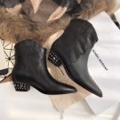 Isabel Marant Studded Dewina Marant Ankle Boots Genuine Calf Leather Pull-on Western Studded Boots