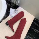 Red Suede Leather Isabel Marant Boots Denvee Knee-high Tall Marant Cowboy Boots Western Style Boots