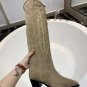Woman Genuine Leather Isabel Marant Boots Designer Isabel Marant Denzy Embroidered Suede Knee Boots