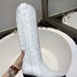 Woman White Genuine Leather Isabel Marant Boots Western Isabel Marant Denzy Embroidered Knee Boots